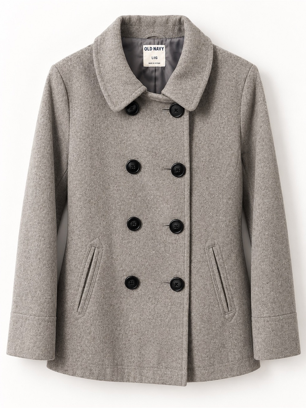 Old Navy Women's Light Gray Double-Breasted Pea Coat